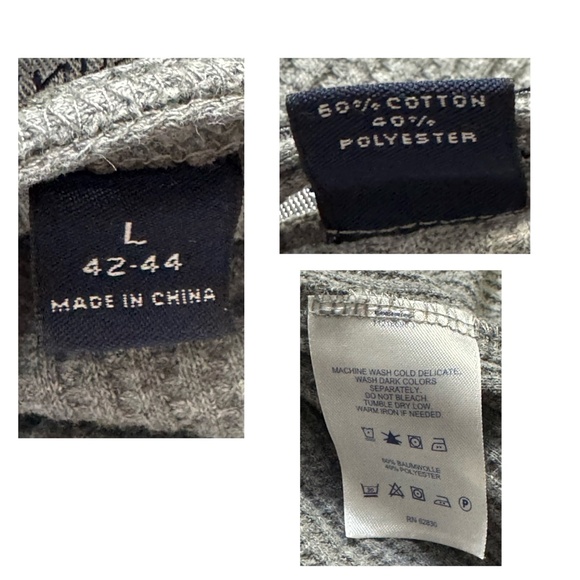 Lands' End Textured Waffle Knit Lounge Bath Robe Sz: L Gray Full-Length Pockets - Picture 2 of 6